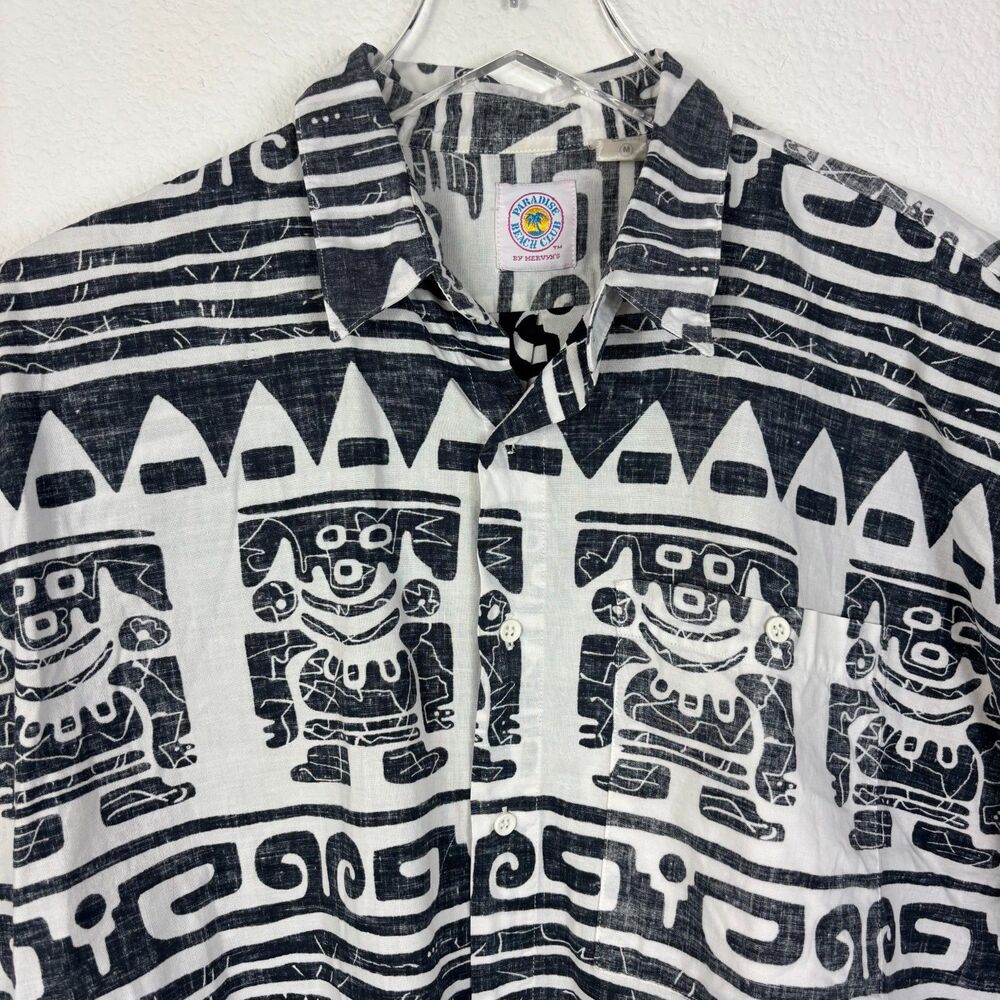 Vintage Men’s Hawaiian Shirt M Reverse Print Inside Out 90s Y2K USA Mervyns Tiki - Picture 3 of 15